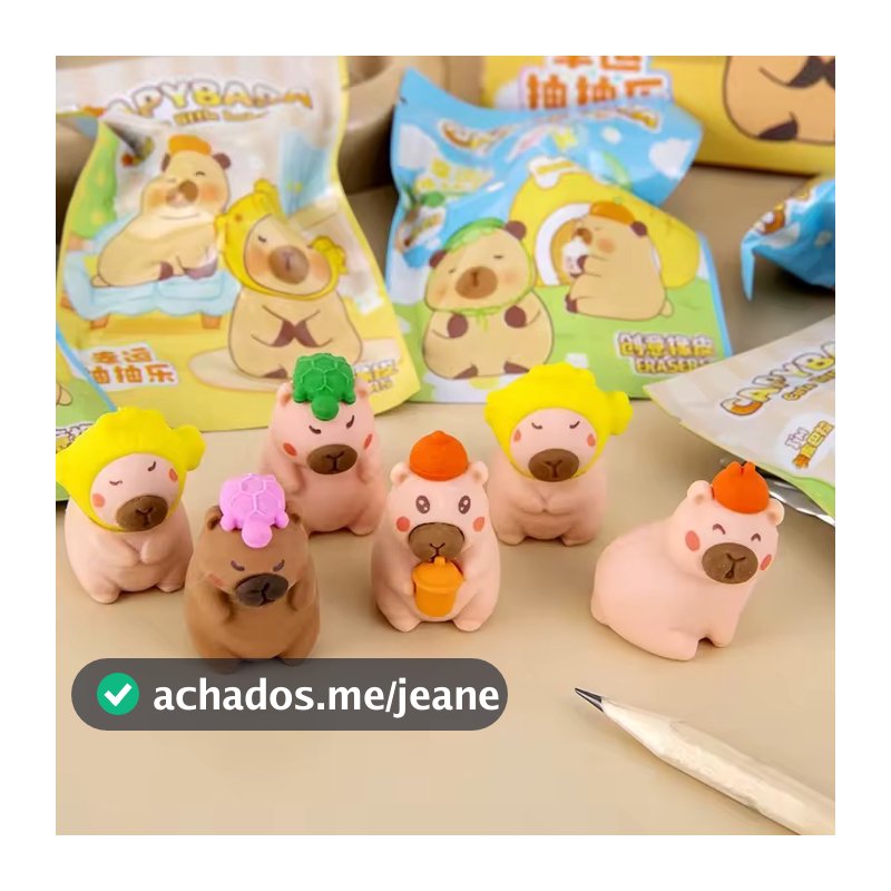 Kit com 4 Borracha Capivara Bebê , Papelaria e Diversão