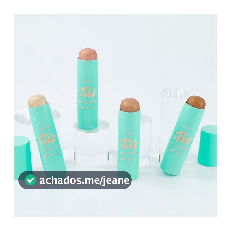 Iluminador Stick Shine & Glow Perolado Champagne Brilho Espelhado Vegano Original Vizzela