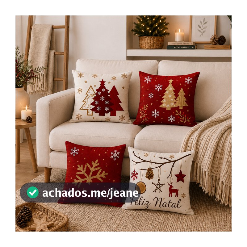 Kit 4 Capas de Almofadas De Natal 45x45 - Natalinas 002