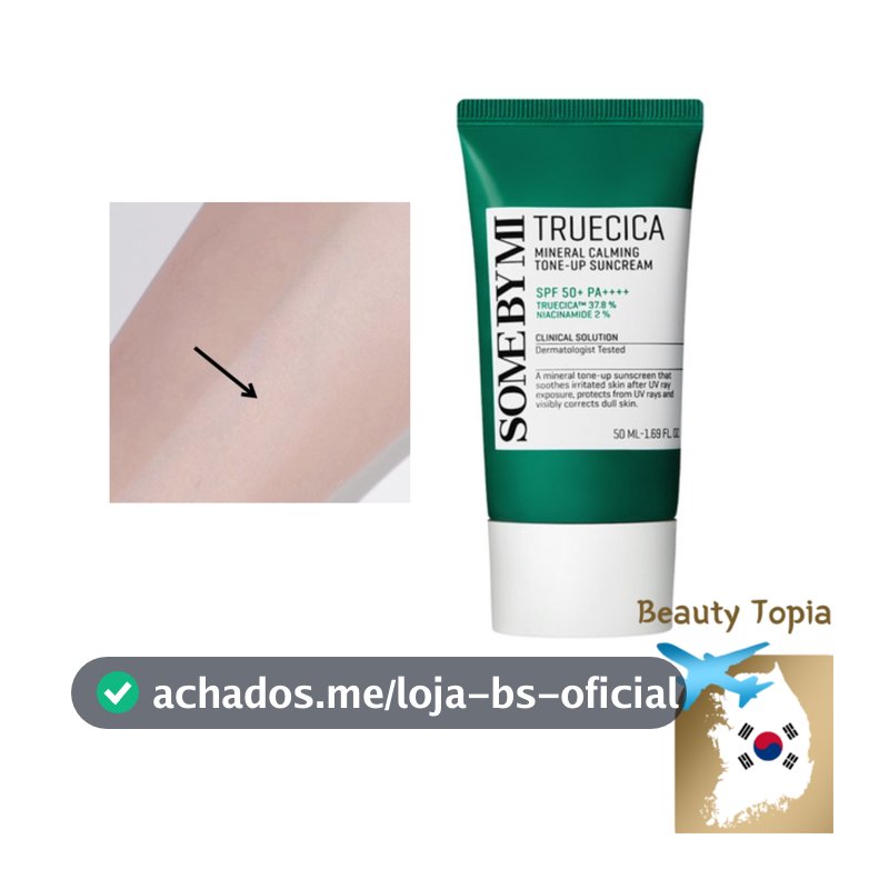 SOME BY MI Protetor solar físico Protetor solar clareador de pele SPF50+ PA++++ 50g Truecica Mineral Calming Tone up Sunscreen