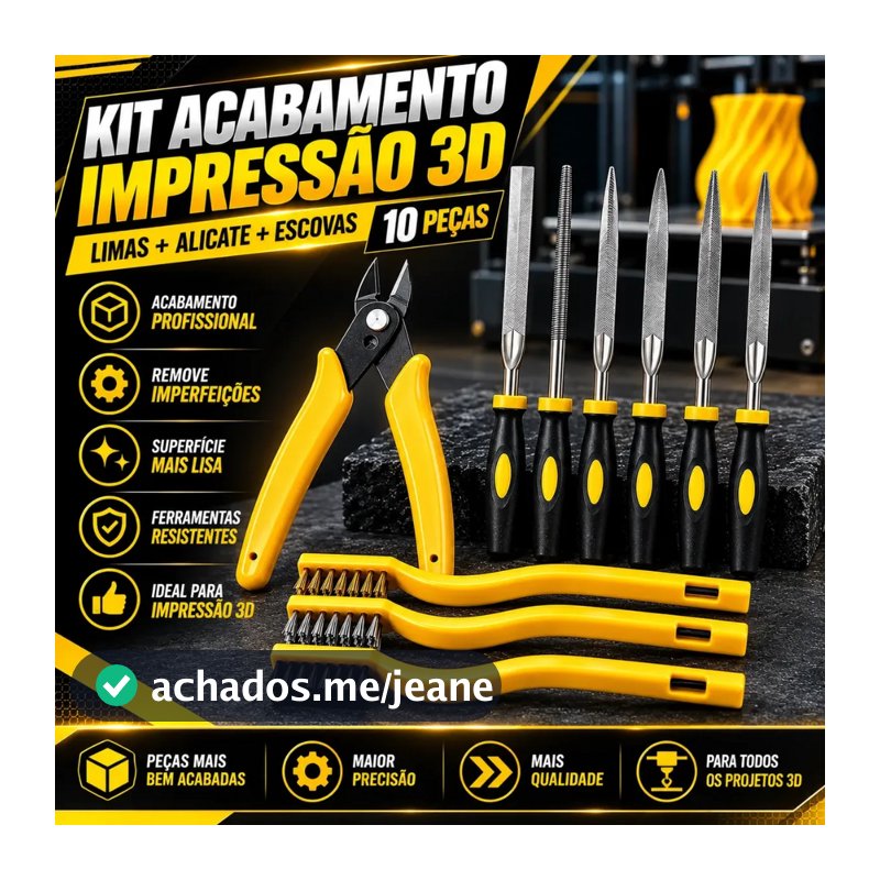 Kit Acabamento Impressão 3d Limas Alicate Escovas 10 Peças
