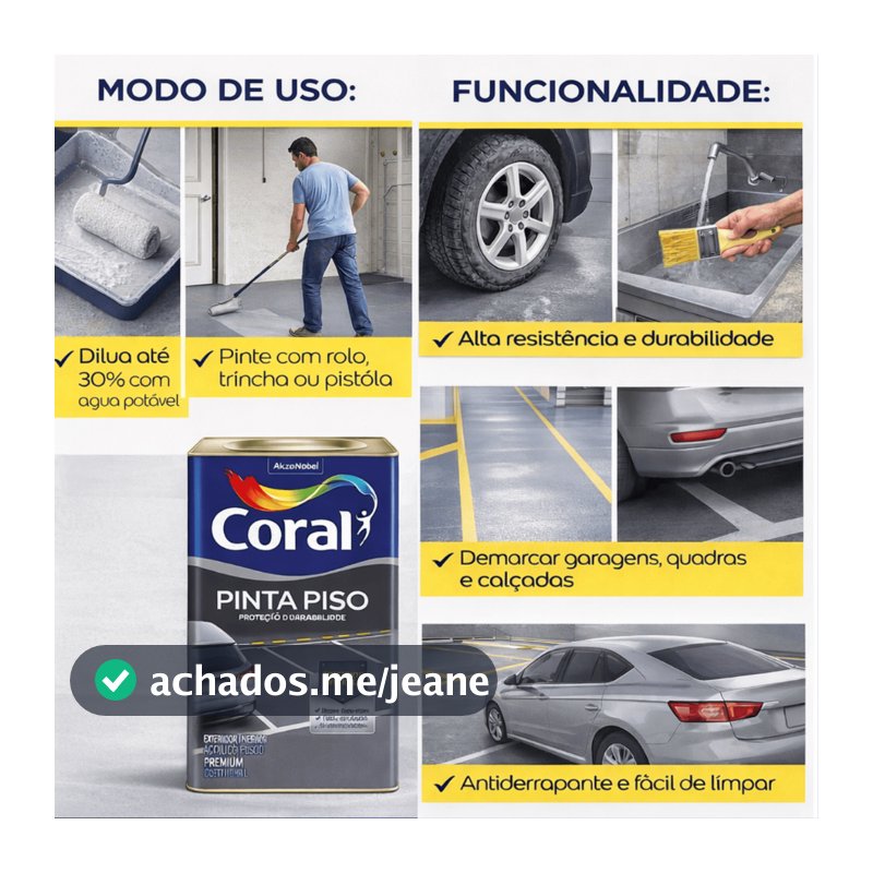 Tinta Acrílica Coral Pinta Piso Alta Resistência 18L Para Piso Cimento Garagem Calçada