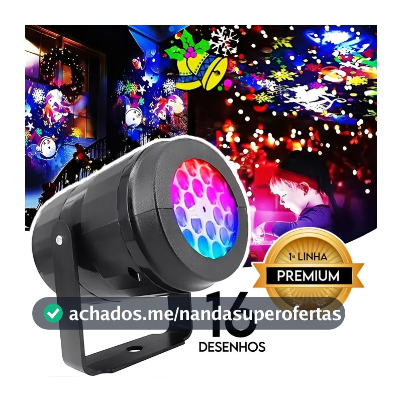 Projetor Led Natal Laser 16 Desenhos Giratório Jardim Refletor Luz de Festa Bivolt