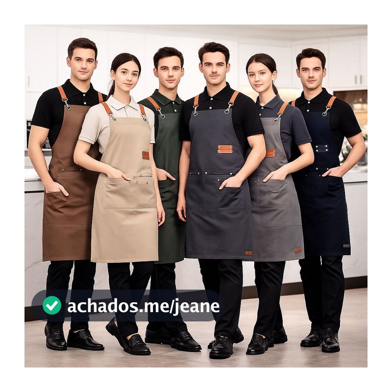 Avental Cozinha Ajustável Botões Bolso Profissional Caseiro Churrasco Salão de Beleza