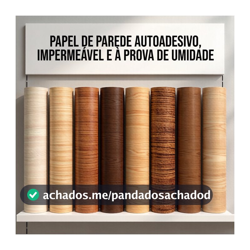 Papel de Parede Madeira 3D 5m x 45cm Autoadesivo Removível Fácil Aplicação Lavável Para Móveis Paredes Geladeira