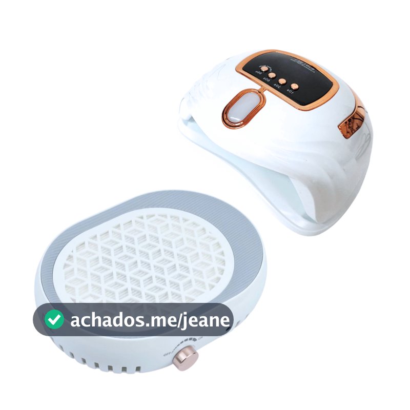 Kit Coletor Sugador Top Lirio 4.500 RPM 100W + Cabine Sun S5 57 LEDS 268W Nail Designer Profissional