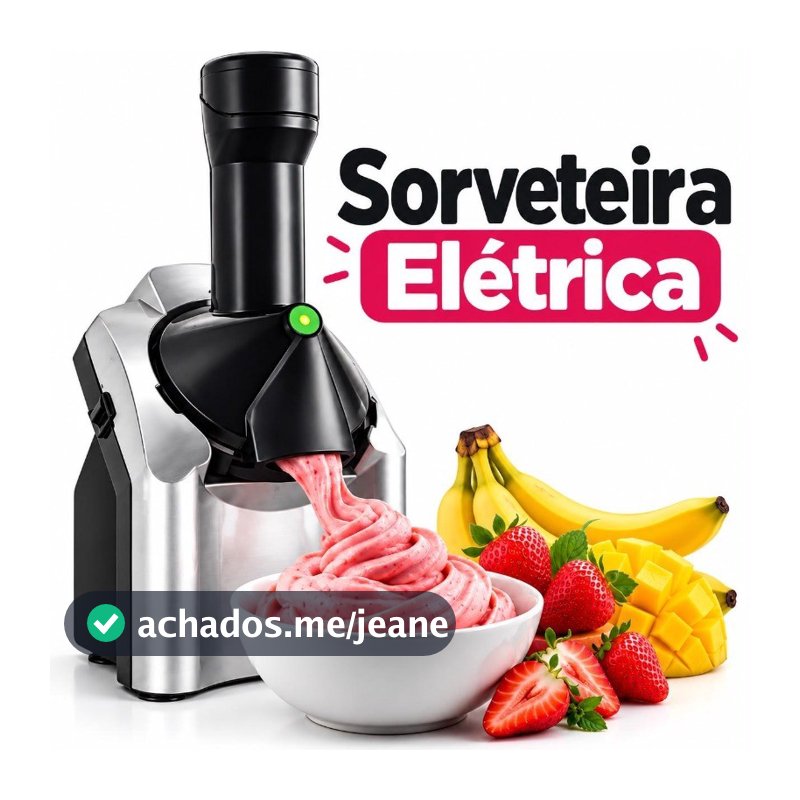 Maquina de Sorvete Sorveteira Elétrica Sorvete Natural Caseiro Vegano Cremoso Fácil com Frutas