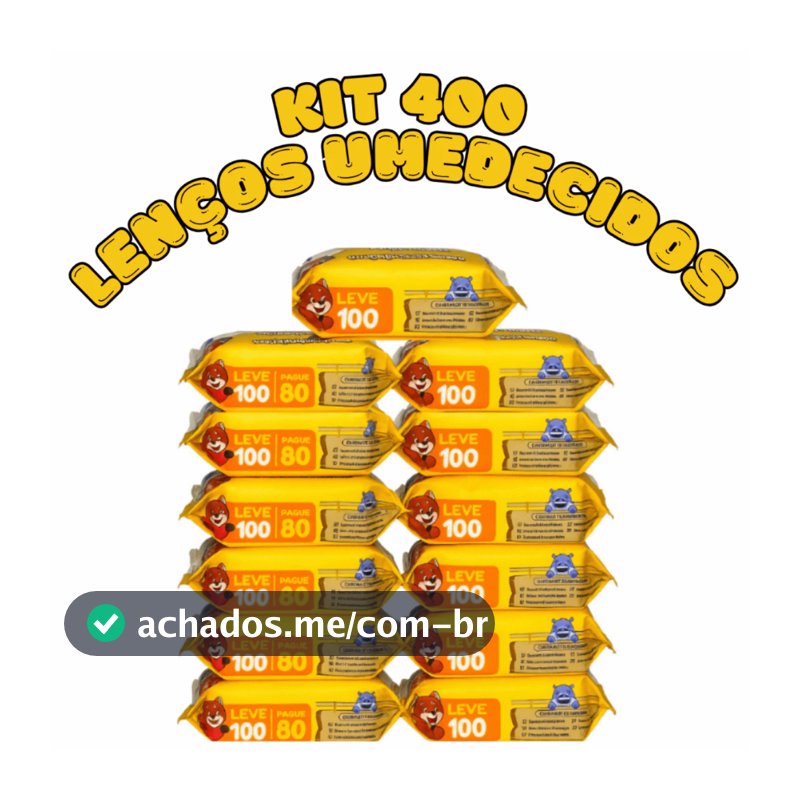Kit 400 Toalhas Umedecidas Chameguinho Baby Lenço Umedecido para Bebê Higiene Infantil