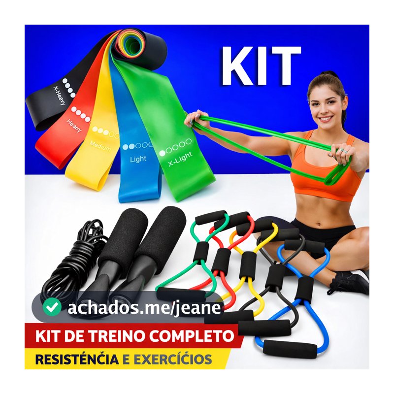 Kit Treine Em Casa Completo Elástico Extensor Cross Tube Corda de Pular Kit Com 5 Faixa Mini Band