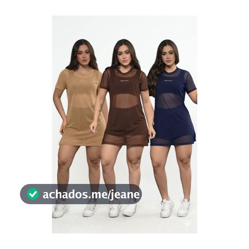 Kit 3 Vestido Blusão Camisão Feminino Academia tule transparente  moda fitness evangélica academia malhação