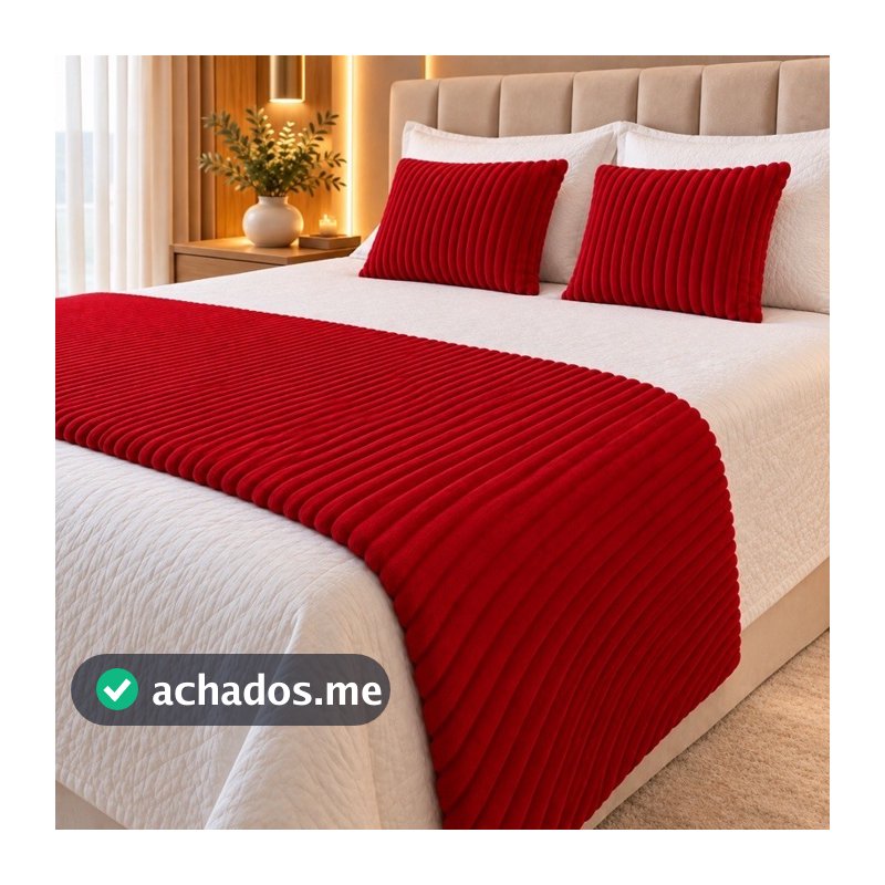 Kit Peseira Decorativa Flannel 3 Peças 1 Peseira + 2 Almofadas Macio e Confortavel