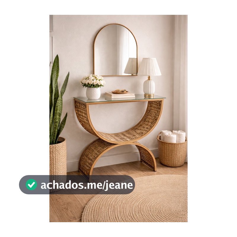 APARADOR JUNCO MODELO CANOA COM VIDRO