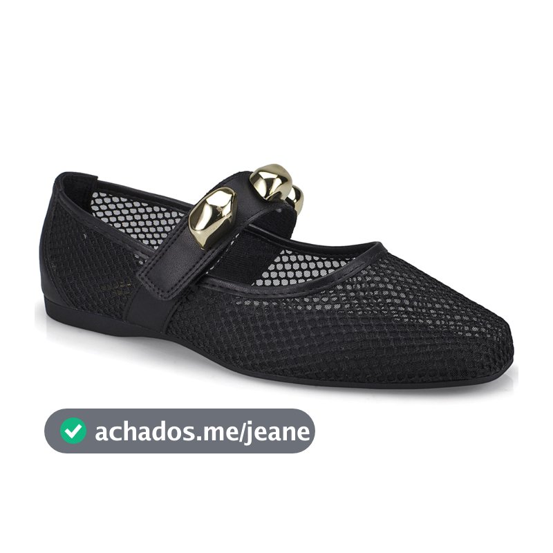 Sapatilha Feminina Tela Vazada Com Apliques Dourados Moda Confortavel 5701