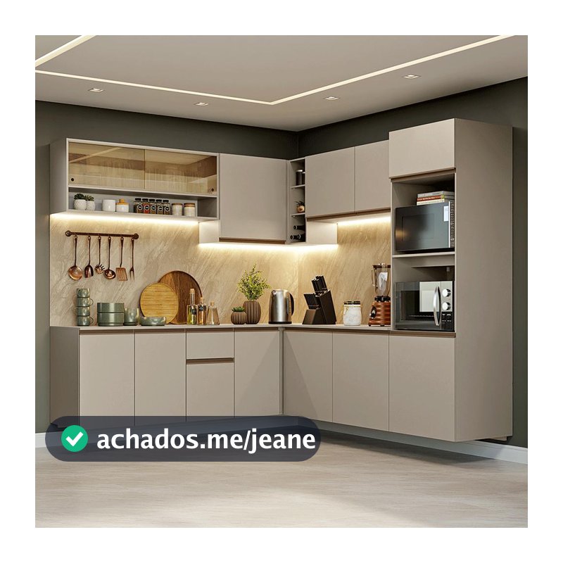 Armário de Cozinha Completa de Canto 445cm Suspensa Nice Madesa 04