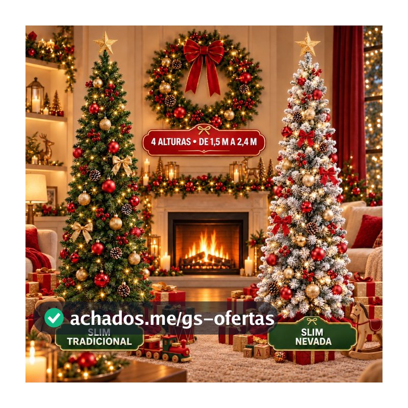 Árvore Natal Slim 240cm 900 Galhos Pinheiro Tradicional/Nevada Luxo Decoração 1.5m/1.8m/2.1m LuvinCo