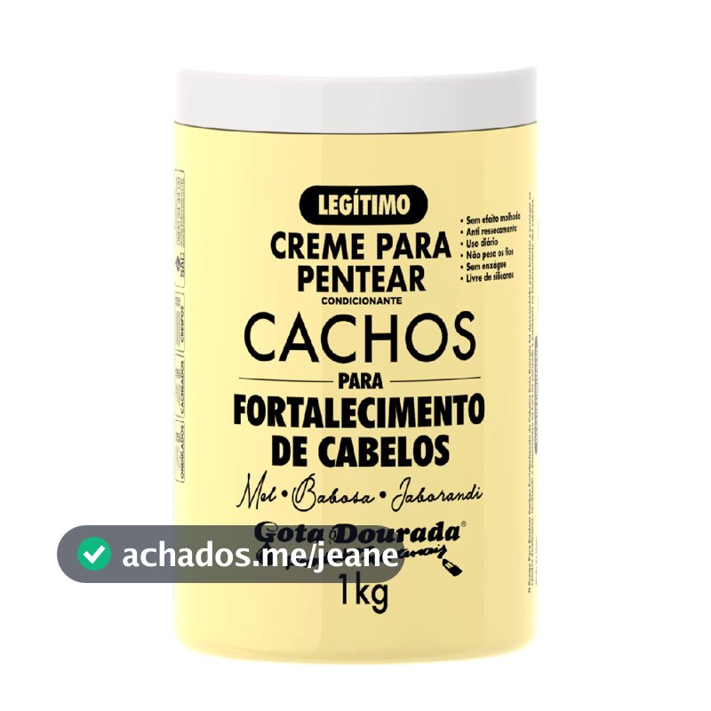 Creme de Pentear Gota Dourada Cachos Fortalecedor 1Kg