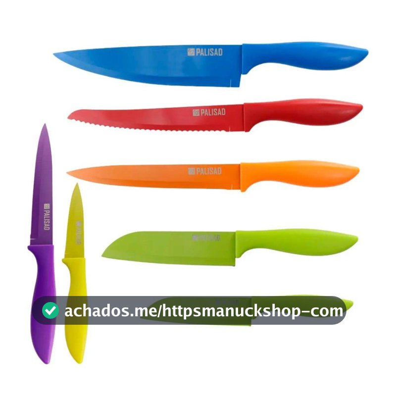 Jogo de facas coloridas inox para cozinha 7 peças - 7914255 Palisad
