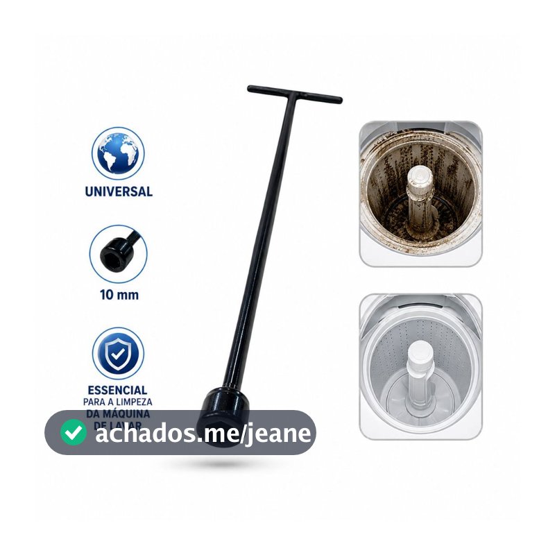 Chave T  Longa Para máquina de lavar 10mm Agitador Brastemp/Consul/Electrolux Universal 48/62cm