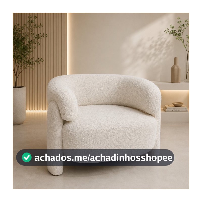 Poltrona Cadeira Malibu Organica Off White Confortável Moderno Sala Recepção Escritório Quarto Salão