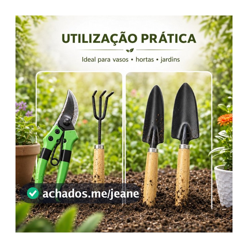 KIT Ferramentas Jardinagem 4 Peças - Tesoura de Poda e KIT jardim para flor plantas areia adubo