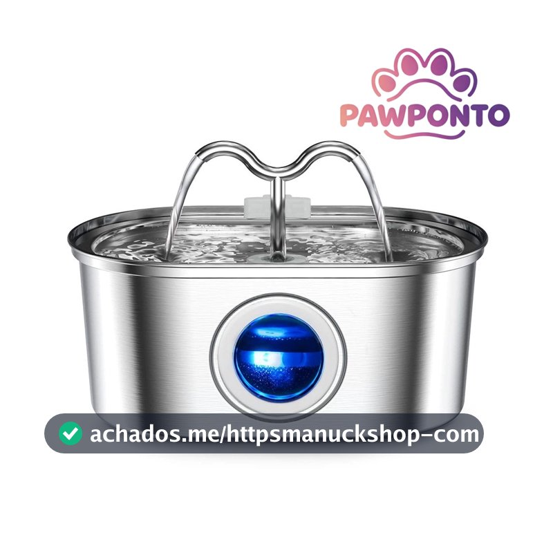 Bebedouro para Gatos Inoxidável 3,2L Automático Filtro Água Fresca - Com Visor Transparente