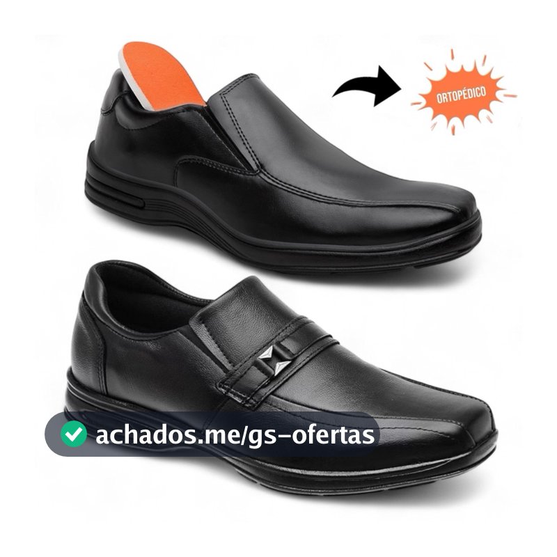 Sapato Masculino Combo 2 Pares Ortopédico Confortável Original Anatômico Envio Imediato