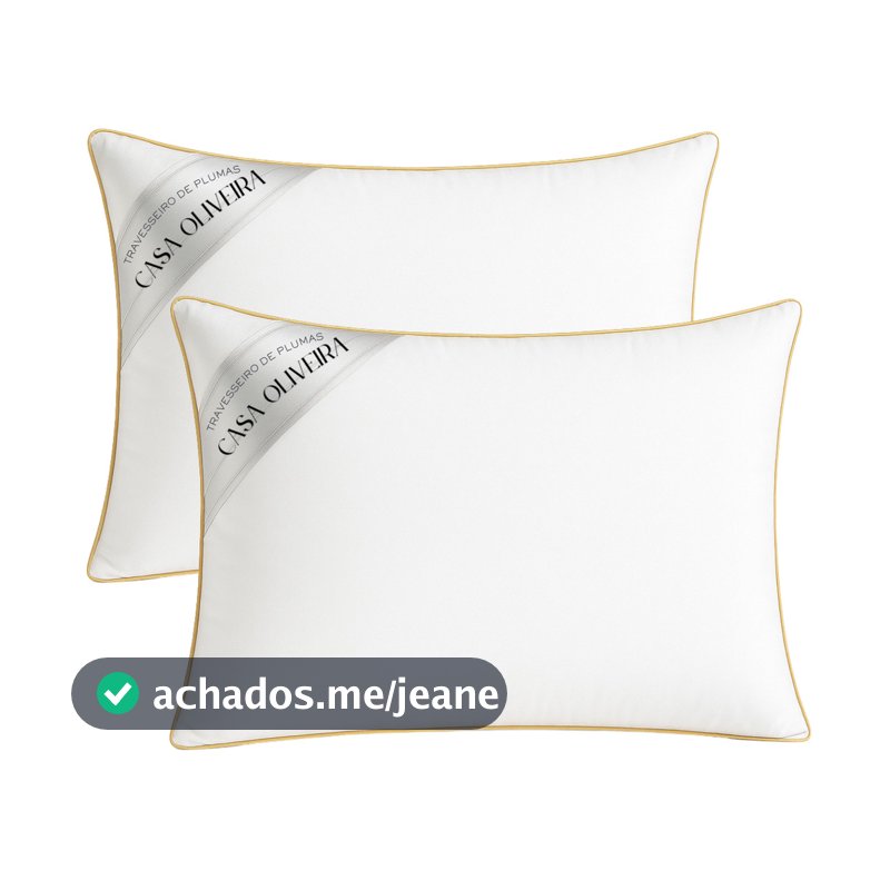 Kit 2 Travesseiro Pluma De Ganso 100% Algodão 300 Fios Antialérgico Hotel 5 Estrelas Macio 70x50cm