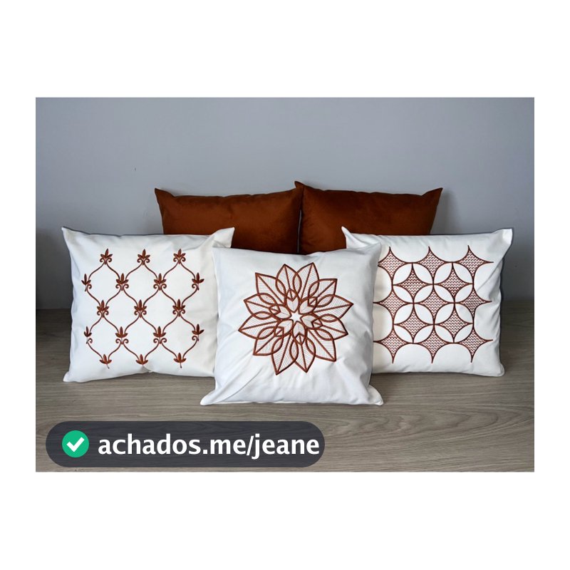 KIT 5 CAPA DE ALMOFADA TECIDO SUEDE BORDADA