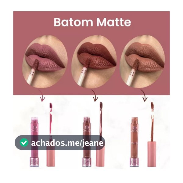 Batom Matte Longa Duração- Várias Cores Baton Super Pigmentado Cremoso