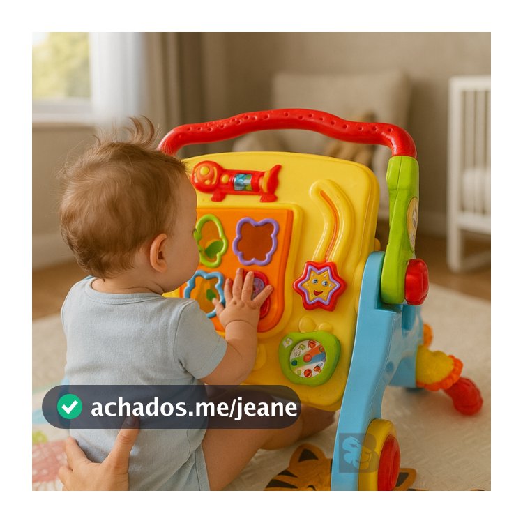Andador Com Som e Mesa Didática Interativo Infantil Bebê Educativo Musical com Suporte para Berço