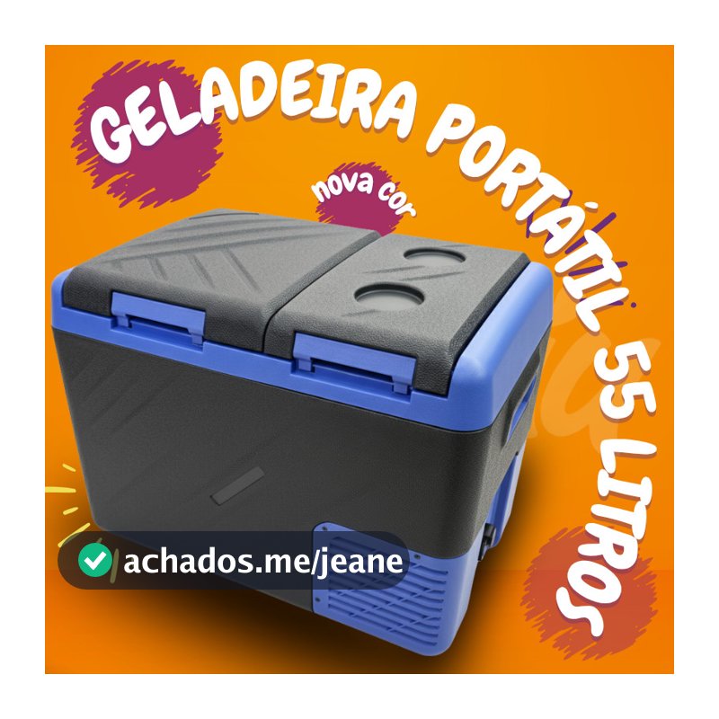 Geladeira Portátil Caminhão 55 KID55 Compressor -20°C Quadrivolt 12V 24V 110V 220V 2 Portas Ônibus Van Motorhome