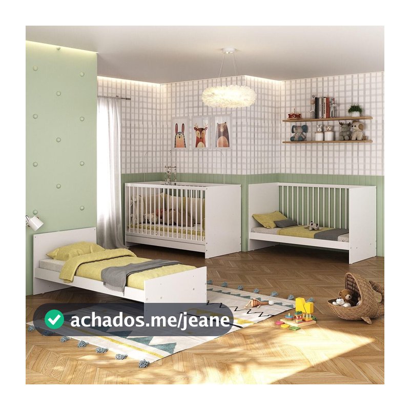 Berço 3 em 1 com Colchão Incluso Multimóveis Framboesa MP4302