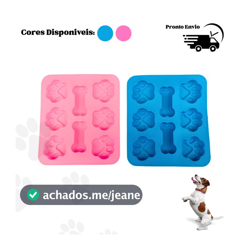 Forma De Silicone Patinha Ossinho Bolo Chocolate Gelo Azul Rosa Gelo