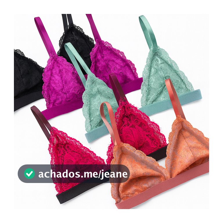 Sutiã de Renda Feminino Kit 6 Peças Sem Bojo Alças Reguláveis