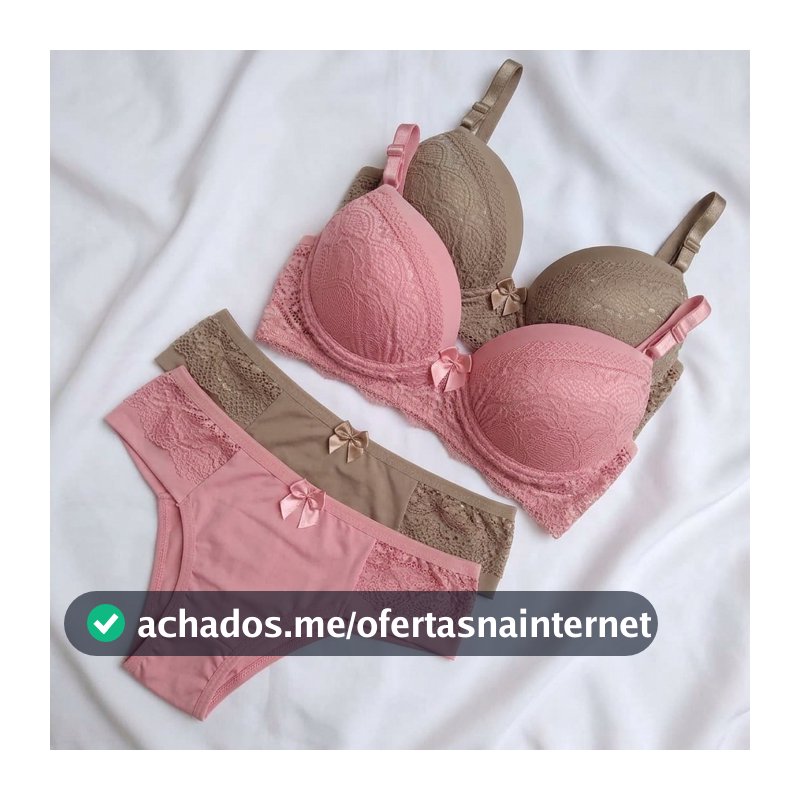 Kit Conjunto Lingerie Feminina Calcinha e Sutiã Com Bojo Rendado Confortável Delicado