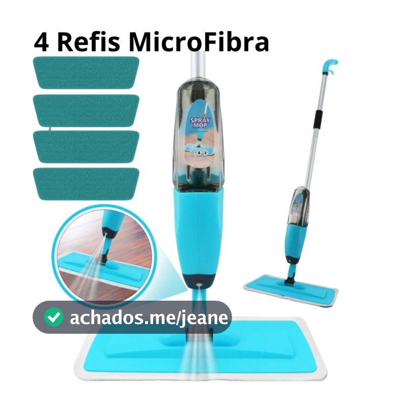 Rodo Spray Magica Esfregão Spray Mop Rodo Limpa Fácil Borrifador coloca Promoção Barato 4 REFIS MICROFIBRA