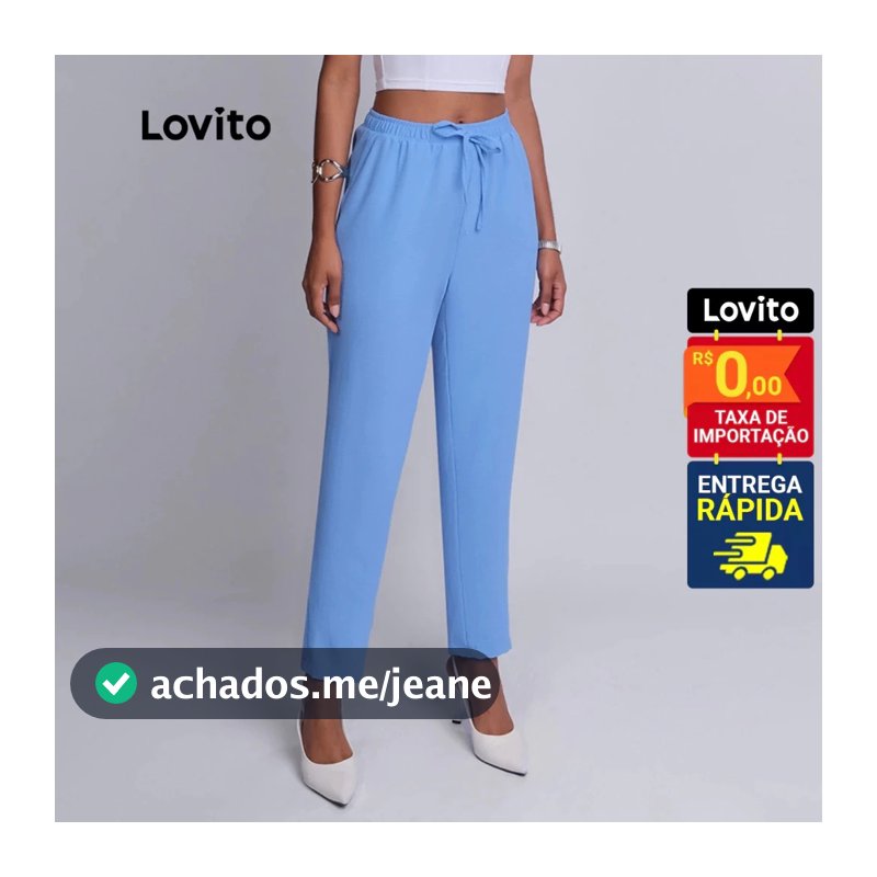 Lovito Calça de Tecido Plano com Elástico na Cintura BRPTB470BRL500