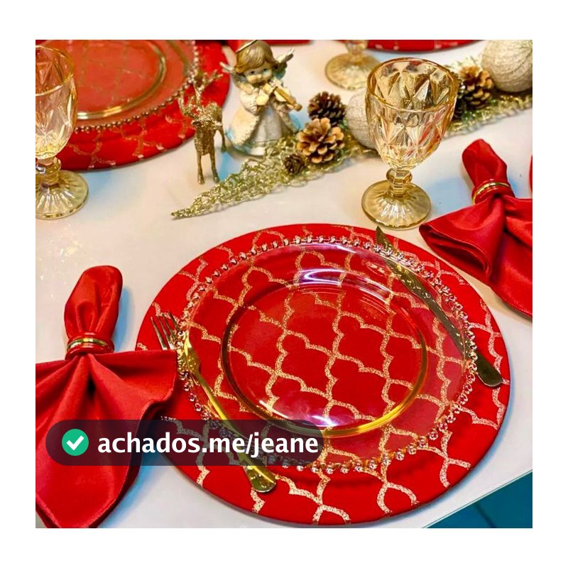 Kit 04 -08 -12 Peças Sousplat Natal Tricoline 100% Algodão Completo Decoração Mesa Natalina
