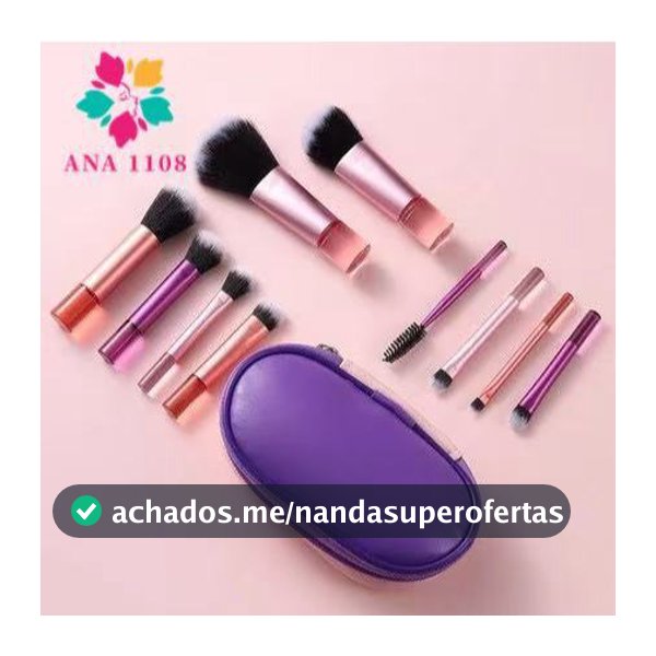 ANA1108 Kit 10 mini pincéis para Maquiagem com estojo bolsa para viagem
