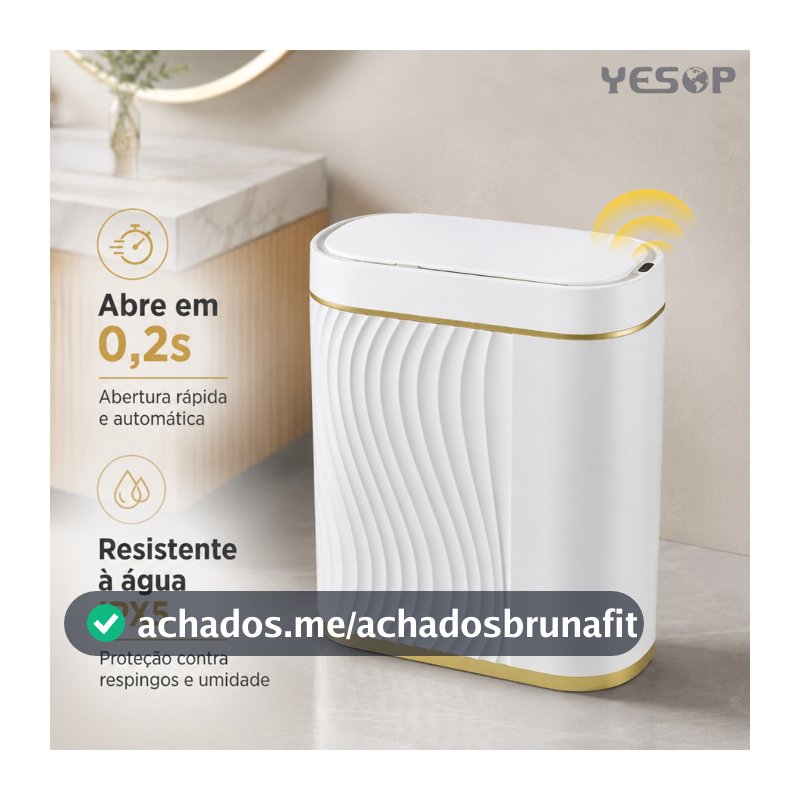 Lixeira com Sofisticada Sensor Automático Inteligente Toque Cesto Lixo Casa Quarto Banheiro Cozinha 8L Yesop
