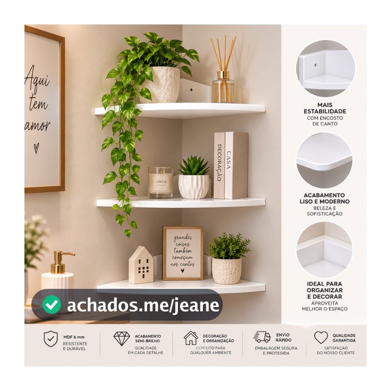 Prateleiras de Canto Em Madeira MDF Decorações