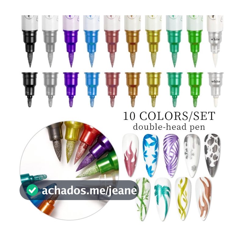 Kit com 10 Pcs Nail Art Canetas Graffiti Desenho UV Gel Polimento Pincéis Para Pintura De Ponto Linhas Abstratas