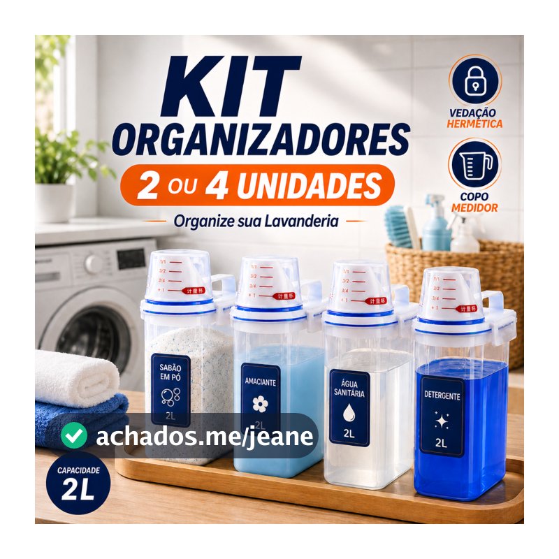 Kit 2ou4 Pote Hermetico Lavanderia Sabão Amaciante Limpeza
