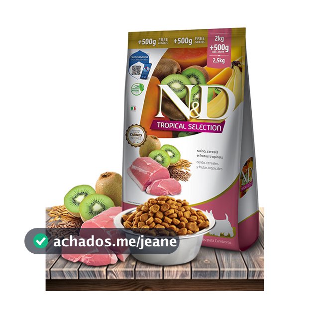 Ração Seca ND Tropical Selection Suíno, Cereais e Frutas Tropicais para Cães Adultos Raças Mini - 2 0,5Kg