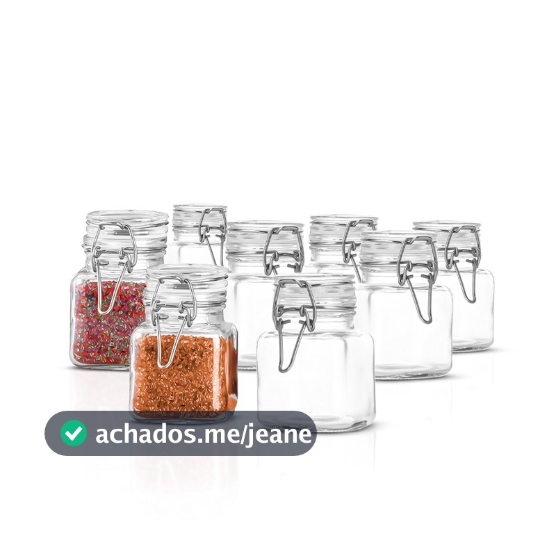 Kit 12 Pote Tempero vidro quadrado tampa hermético 100ML 8 cm potiche conserva