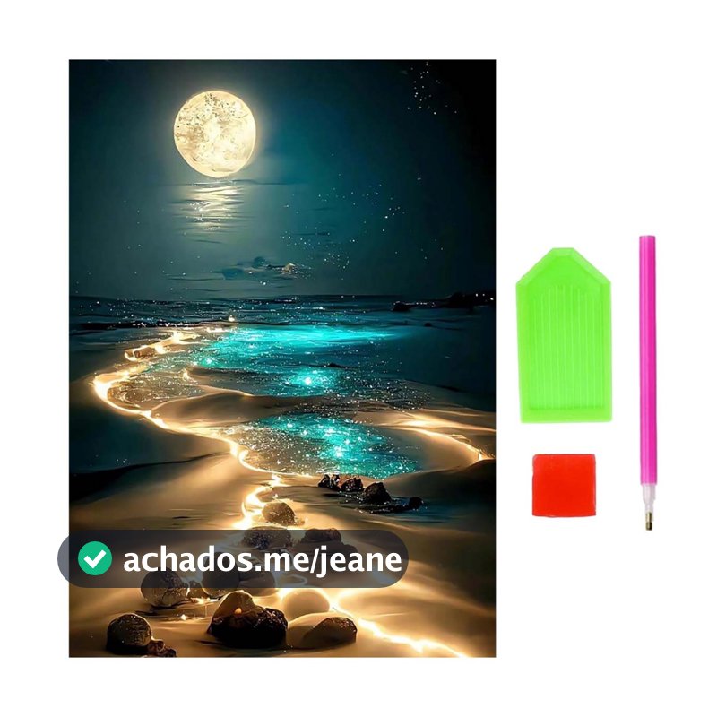 Conjunto de arte de diamante 5D Moonlight Beach para iniciantes, pintura de diamante completa DIY 30x40cm