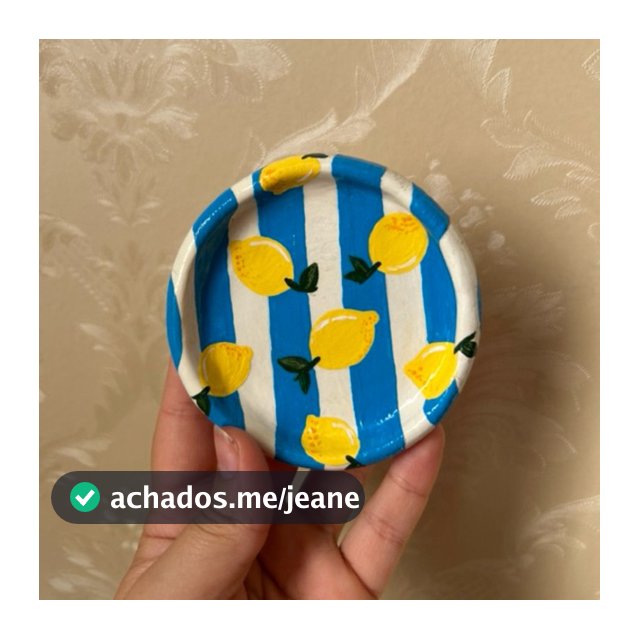 Porta Treco | Porta Joias Decorativo em Cerâmica Fria tema limão siciliano amarelo e azul Farmhouse colorido cores