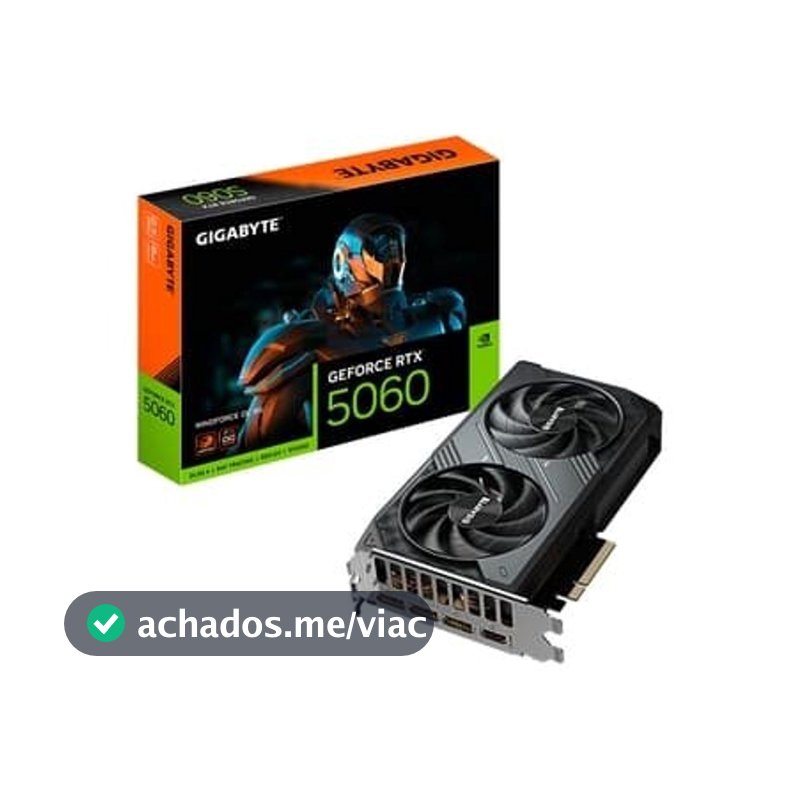 Placa de Vídeo NVIDIA GeForce GIGABYTE RTX5060 Windforce OC 8GB GDDR7 128bit - 9VN5060WO-00-G10