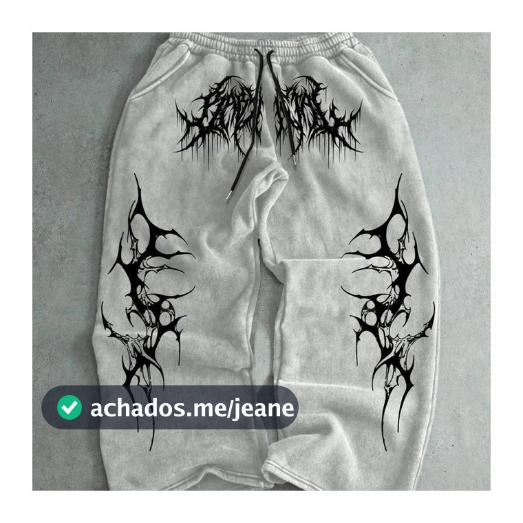Calça Moletom Baggy Estampa Dark Tribal Unissex Streetwear Casual Confortável Moda Gringa - Envio Rápido
