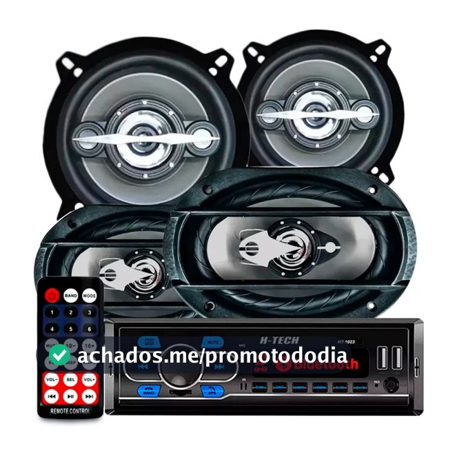 Kit Falante 6x9 + 5 Pol + Rádio Bluetooth Carro Mp3 Usb 310w
